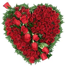 send hundred red roses heart shaped designer arrangement to dhaka, bangladesh