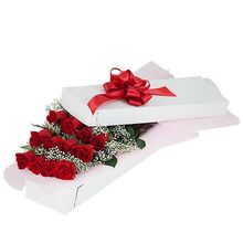 send 12 red roses in a box arrangement to dhaka, bangladesh