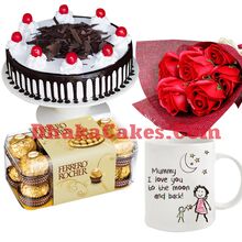 send  imported roses,chocolate,decorated mug with cake to bd