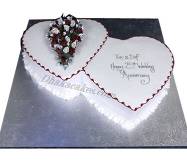 6.6 Pound Vanilla Double Heart Cake by Skylark Send To Dhaka