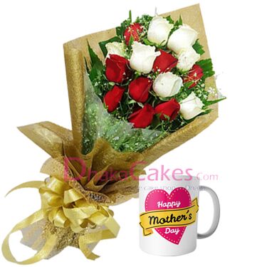 delivery roses with mothers day gift mug to dhaka