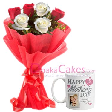send ​red roses with mothers day mug to bangladesh