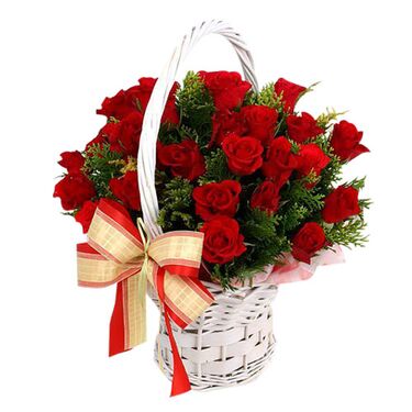 send 24 red roses in hand basket to dhaka, bangladesh