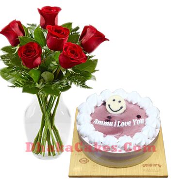 send cake with roses to dhaka